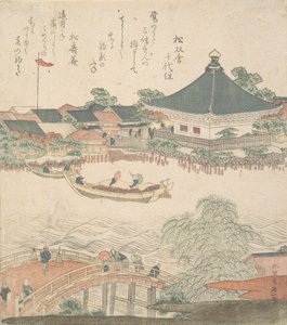 Scena fluviale con ponte in primo piano da Katsushika Hokusai