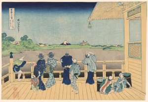 Sazai Hall al Tempio dei Cinquecento Arhat (Gohyakurakanji Sazaido), dalla serie "Trentasei vedute del Monte Fuji (Fugaku sanjurokkei)" da Katsushika Hokusai
