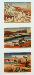 Neve, luna e fiori in bei paesaggi da Katsushika Hokusai
