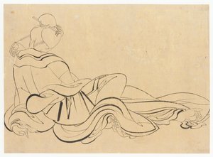 Donna seduta che si gratta la testa, fine XVIII-inizio XIX secolo da Katsushika Hokusai