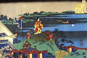 Serie di cento poemi di cento poeti: Abe no Nakamaro da Katsushika Hokusai