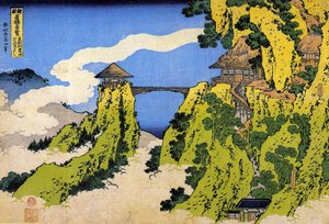 Serie di vedute notevoli di ponti di diverse province: il ponte sospeso del Monte Gyodo, Ashikaga, Giappone