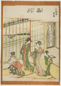 Shinagawa, dalla serie "Le Cinquantatré Stazioni del Tokaido (Tokaido gojusan tsugi)" da Katsushika Hokusai