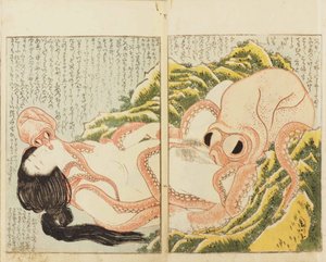 Il sogno della moglie del pescatore da Katsushika Hokusai