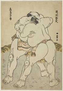 I lottatori di sumo Uzugafuchi Kandayu e Takasaki Ichijuro da Katsushika Hokusai