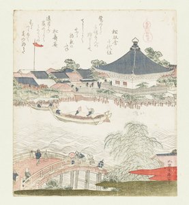 Le rive del fiume Sumida, Komatomeishi. Trittico dalla serie Umazukushi, parte destra da Katsushika Hokusai