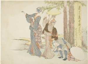 Viaggiatori che si fermano a un miglio da Katsushika Hokusai