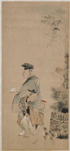 Due Intrattenitori che Passeggiano a Capodanno da Katsushika Hokusai
