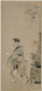Due intrattenitori che passeggiano nel nuovo anno, periodo Edo, c.1830-32 da Katsushika Hokusai