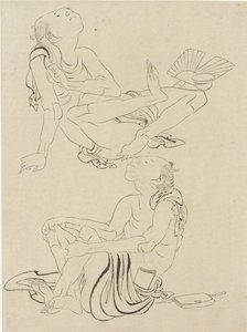 Due uomini che si rilassano in estate, periodo Edo (inchiostro su carta) da Katsushika Hokusai