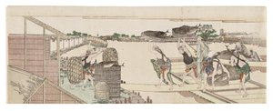 Scarico del bonito destinato al mercato da Katsushika Hokusai