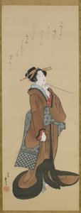 Donna che tiene una pipa da tabacco, periodo Edo, c.1814-15 da Katsushika Hokusai