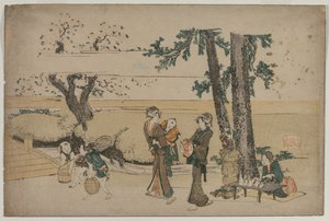 Donna che passa vicino a un negozio lungo la strada vicino a Oji da Katsushika Hokusai