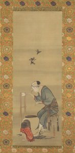 Donna che fila seta da Katsushika Hokusai