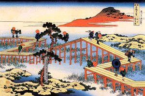 Yatsuhashi nella provincia di Mikawa, c1835 da Katsushika Hokusai