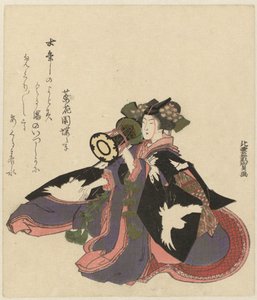 Donna con tamburo da Katsushika Hokuun