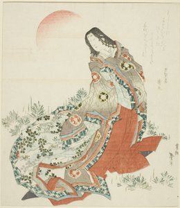 Dama di corte in piedi tra i pini da Katsushika Taito II