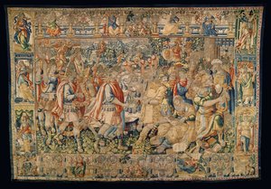 Museo parrocchiale di arazzi (Museo Parroquial de Tapices de Pastrana). Arazzo fiammingo. Carlo Magno, ingresso trionfale in Carmania (Alejandro Magno, Entrada trionfan en Carmania). da Alec Hunter