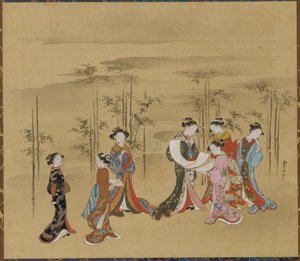 Sette giovani donne in un boschetto di bambù, XVIII secolo da Kawamata Tsunemasa