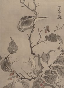 Uccello e rana, ca. 1887 da Kawanabe Kyosai