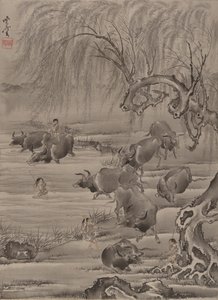 Bufalo e mandriano da Kawanabe Kyosai