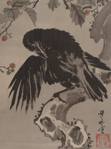 Corvo su un ramo, ca. 1887 da Kawanabe Kyosai