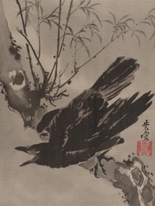 Corvo su un ramo da Kawanabe Kyosai