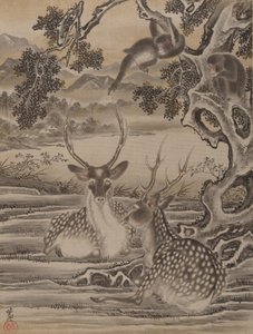 Cervi e Scimmie da Kawanabe Kyosai