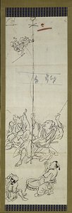 Addestratore di scimmie, uno dei sei bozzetti da Kawanabe Kyosai