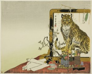 Schermo in piedi (Tsuitate) di una tigre da Kawanabe Kyosai