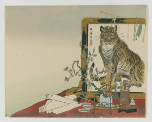 Schermo in piedi (Tsuitate) di una tigre, 1878 da Kawanabe Kyosai