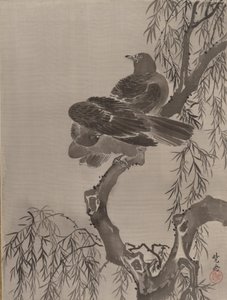 Due uccelli su un ramo, ca. 1887 da Kawanabe Kyosai