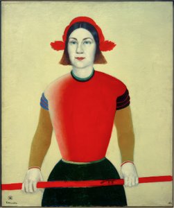 Ragazza con bastone rosso