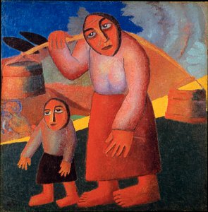 Contadino con secchi Dipinto di Kasimir Malevic (Malevich) (1878-1935) 1911