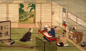 Studio di calligrafo, acquerello di Kawahara Keiga (1786-circa 1860), Giappone, Civiltà giapponese, inizio XIX secolo da Keiga Kawahara