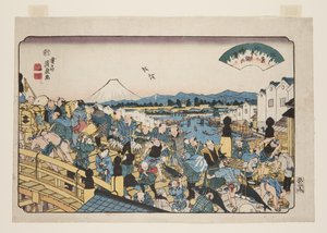 Tempo sereno a Nihonbashi (Nihonbashi no seiran) (stampa xilografica a colori) da Keisai Eisen