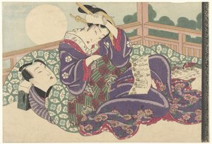 Coppia di Amanti al Chiaro di Luna da Keisai Eisen (attributed to)