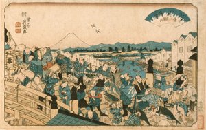 Tempo in schiarita sul ponte Nihonbashi da Keisai Eisen