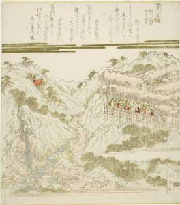 Vista delle Sorgenti Termali di Miyanoshita a Hakone, Soshu, dalla serie "Sorgenti Termali - Un Dittico (Onsen niban tsuzuki)" da Keisai Eisen
