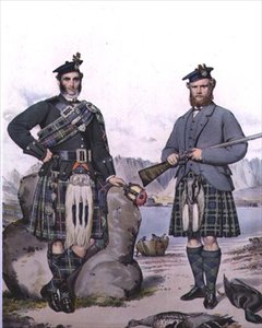 Cacciatori in kilt dalle Ebridi, inciso da Vincent Brooks, c.1868 da Kenneth (after) Macleay