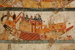 Scena di barca nubiana, Faraoni Neri, Nubiani, Egitto, Luxor, Tomba di Huy, Viceré di Kush, 2007 (foto) da Kenneth Garrett