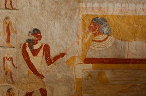 Camera funeraria e dettagli pittorici, Regina Qalhata, pitture tombali, Faraoni Neri, Nubiani, 2007 (foto)