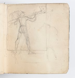 Pagina di Taccuino: Schizzo di Figura in Calzamaglia da Kenyon Cox
