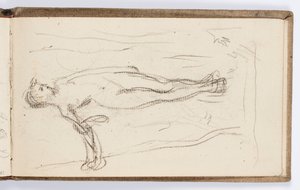Pagina di taccuino: figura in piedi con bastone da Kenyon Cox