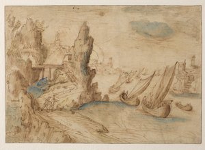 Scena costiera immaginaria con pescherecci, 1575-1633