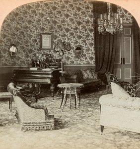 Salotto della Presidenza, quartier generale di Lord Roberts, Bloemfontein, Sudafrica da Keystone View Company