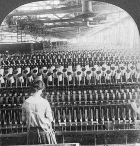 Sala di filatura, Filadelfia, Pennsylvania, USA, fine XIX o inizio XX secolo