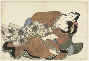 Coppia che si bacia da Kikugawa Eizan (attributed to)