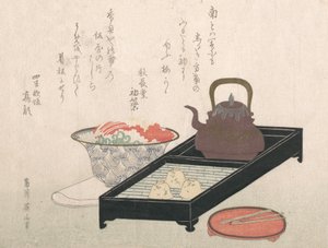 Utensili per tè e una ciotola per dolci, XIX secolo da Kikugawa Eizan