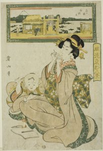 Santuario di Benzaiten a Shinobugaoka (Shinobugaoka Benzaiten), da "Otto vedute alla moda della capitale orientale (Furyu Toto hakkei)" da Kikukawa Eizan